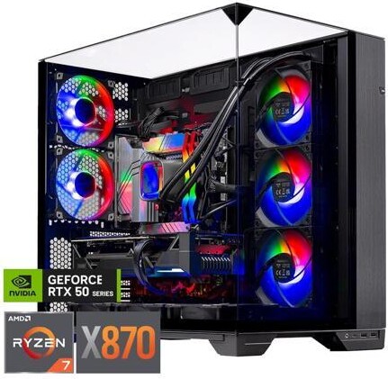 Skytech Gaming O11 Vision Gaming PC, AMD Ryzen 7 9800X3D 4.7GHz, NVIDIA RTX 5080 16GB, X870 Board, 4TB Gen4 NVMe SSD, 64GB DDR5 RAM 6000, 850W GOLD...