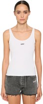 Thumbnail for your product : Off-White Logo Cotton Blend Jersey Tank Top
