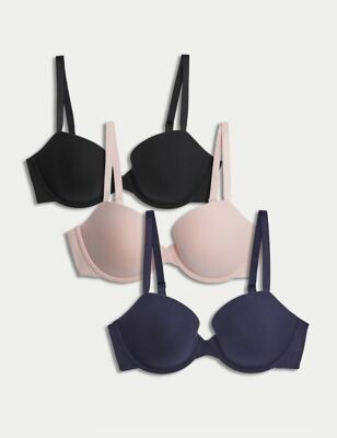 M&S Collection 3pk Cotton Rich Wired Balcony Bras A-E - ShopStyle