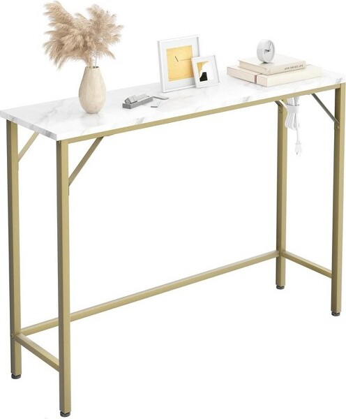 Nasitip ConsoleTableFeaturingPowerOutlets&UsbPortsSlimSofaTablewithBuilt-InChargingStation39.3\