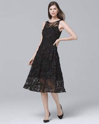 Whbm Black Lace Fit-and-Flare Dress