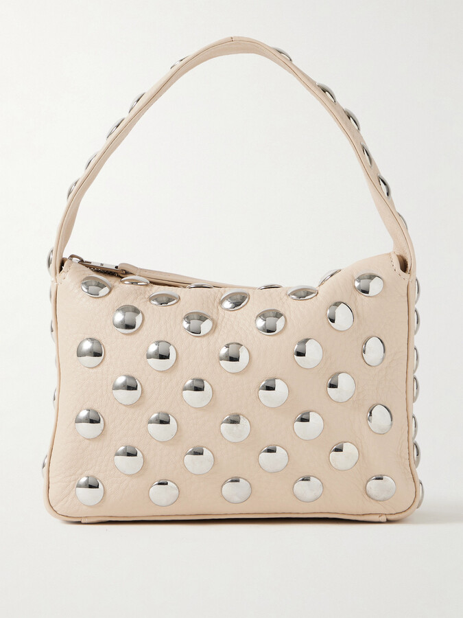 KHAITE Elena Small Studded Textured-leather Shoulder Bag - Neutrals
