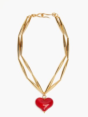 Tohum Cuore 24kt Gold-plated Heart Pendant Necklace - Red Gold