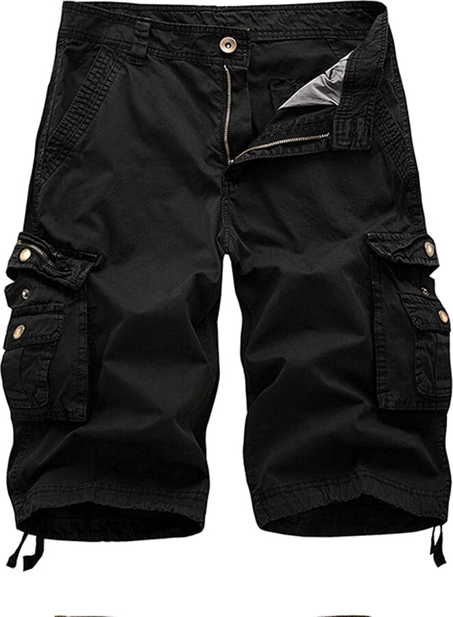 Litale Men's Cargo Shorts Elastic Waist Straight Fit MultiPockets