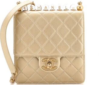 CHANEL Lambskin Quilted Small Chic Pearls Flap Beige 433640