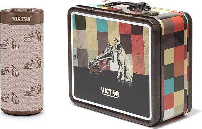 Victor Bluetooth Speaker Bonus Pack with Exclusive Retro Metal Lunch Box, Wireless Portable Speaker