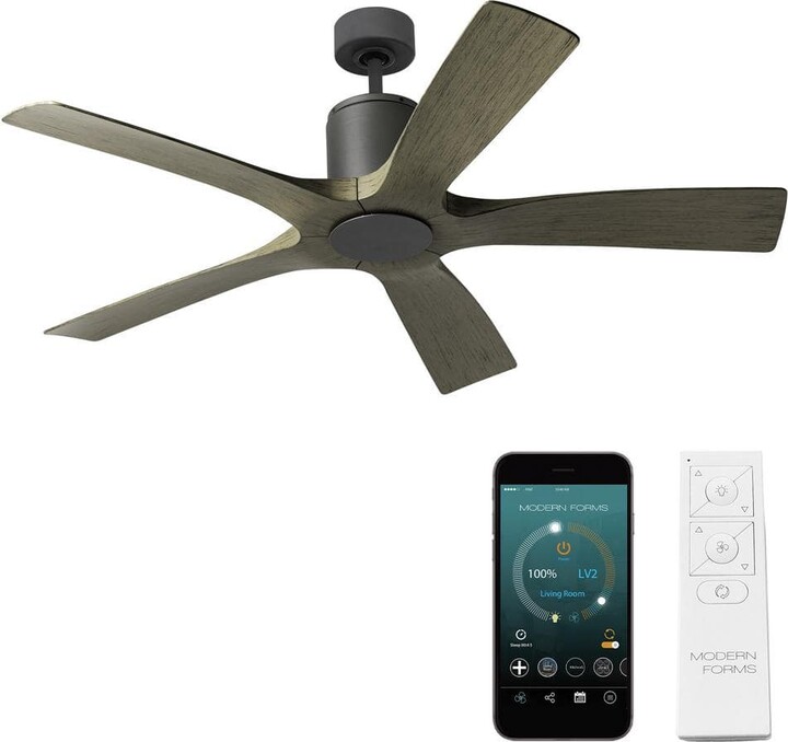 Modern Forms Aviator 54 in. Smart Indoor/Outdoor 5-Blade Ceiling Fan Graphite Weathered Gray with Remote Control