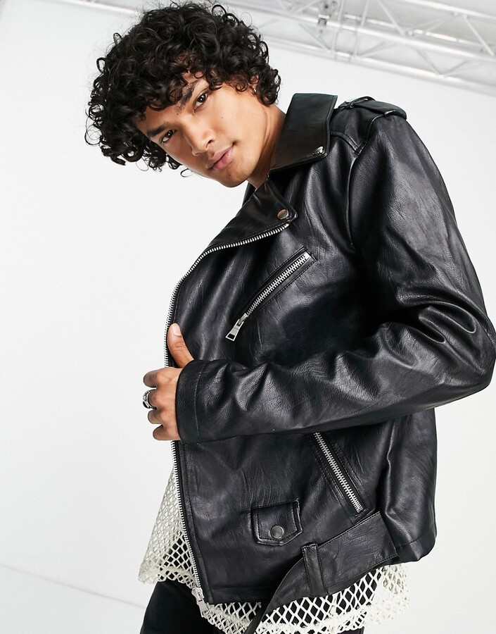men's oversized leather jacket