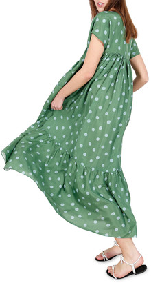 Whit Gillian Polka Dot Short-Sleeve Maxi Dress