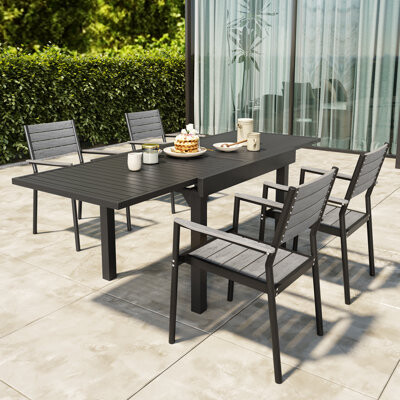 Loreyna Rectangular 4 - Person Outdoor Dining Set with Cushions