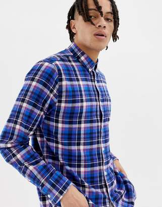 Penfield Barhead multi flannel check buttondown regular fit shirt in blue