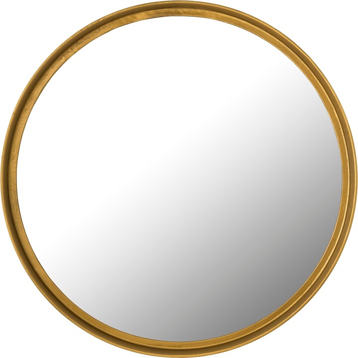 Aurelle Home Antique Brass Large Metal Contemporary Mirror Gold