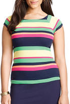 Thumbnail for your product : Lauren Ralph Lauren Plus Multi-Striped Ballet-Neck Shirt