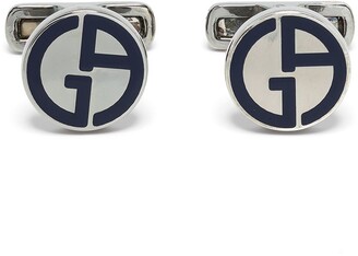 Giorgio Armani Engraved-Logo Round Cufflinks
