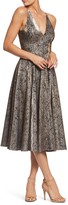 Thumbnail for your product : Dress the Population Delilah Plunging Jacquard Fit & Flare Midi Dress