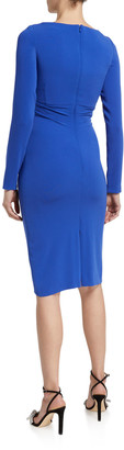 Talbot Runhof Ruched Crepe Long-Sleeve Bodycon Dress
