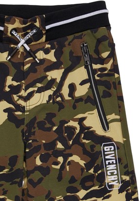 Givenchy Camouflage Print Cotton Sweat Shorts