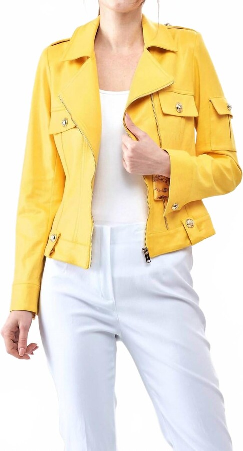 Insight Vegan Leather Zip Up Jacket In Sun