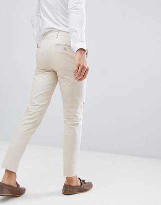 ASOS DESIGN wedding skinny suit pants in stretch cotton in stone