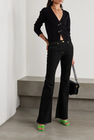 Thumbnail for your product : Versace Embroidered Frayed High-rise Flared Jeans