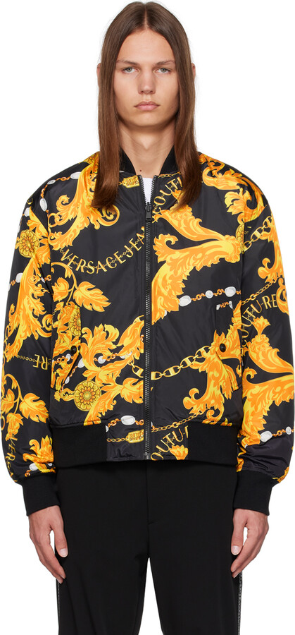 Versace Jeans Couture Black & Yellow Chain Couture Reversible Bomber Jacket  - ShopStyle