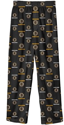 Outerstuff Youth Boys Black Boston Bruins Team Logo Printed Pajama Pants