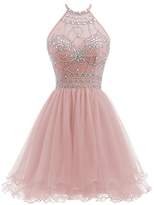 Thumbnail for your product : FWVR Halter Beaded Short Homecoming Dresses for Juniors 2018 Tulle Prom Party Gowns