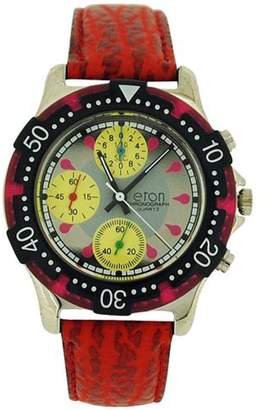 Eton Chronograph Men's Analogue 3 Sub Dial Red PU Strap Watch 1404G