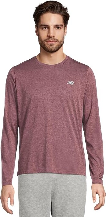 New Balance Athletics Long Sleeve Men's Clothing Faded Plum : LG, Polyester