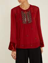 Thumbnail for your product : Velvet by Graham & Spencer Becky Embellished Chiffon Blouse - Womens - Red