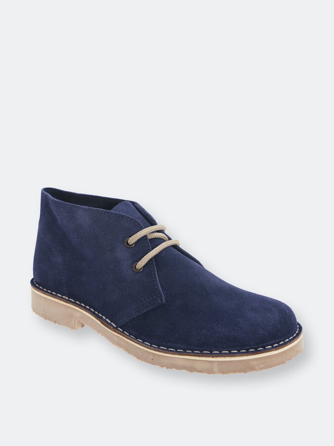 Mens Womens Ladies Roamers Round Toe Retro Suede Leather Desert Boots Navy New 