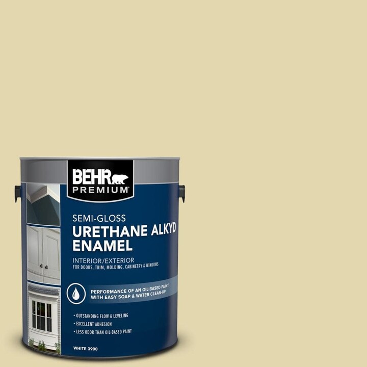 BEHR PREMIUM 1 gal. #M310-3 Champagne Cocktail Urethane Alkyd Semi-Gloss Enamel Interior/Exterior Paint