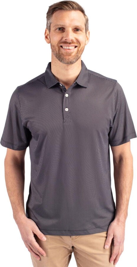 Cutter & Buck Pike Eco Symmetry Print Stretch Recycled Mens Big & Tall Polo Shirt - White/polished