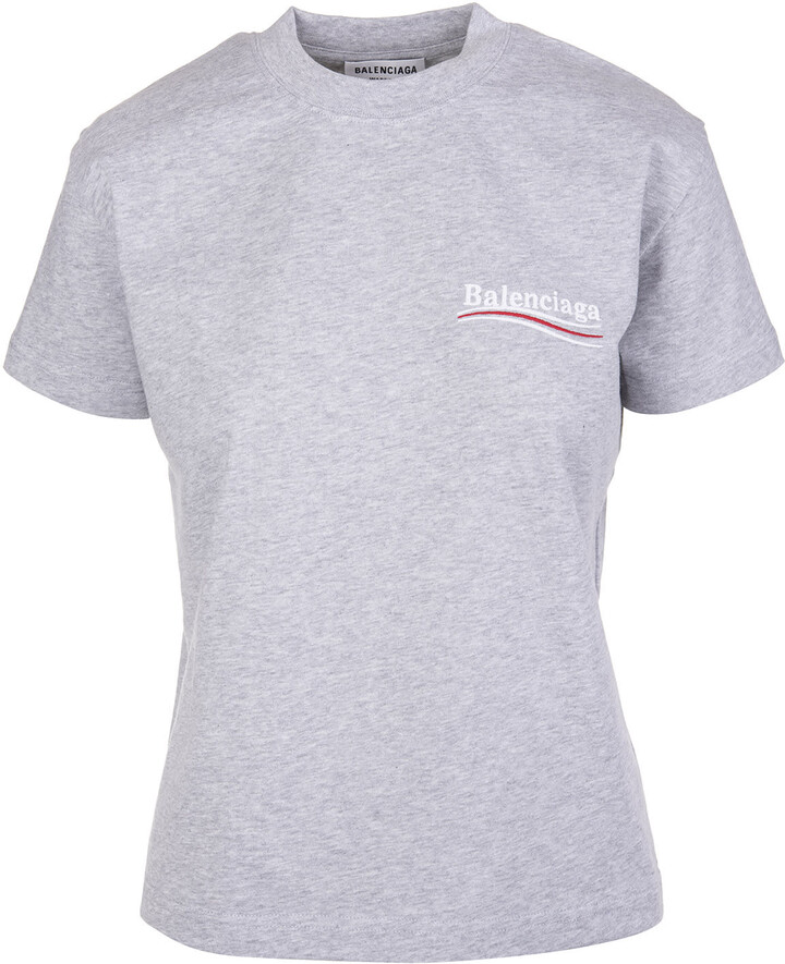 Balenciaga Woman Grey Slim Fit Political Campaign T-shirt - ShopStyle