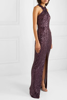 Thumbnail for your product : Naeem Khan Cutout Sequined Tulle Gown - Purple