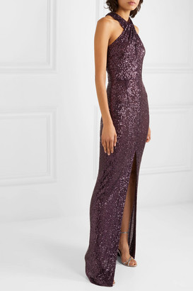 Naeem Khan Cutout Sequined Tulle Gown - Purple