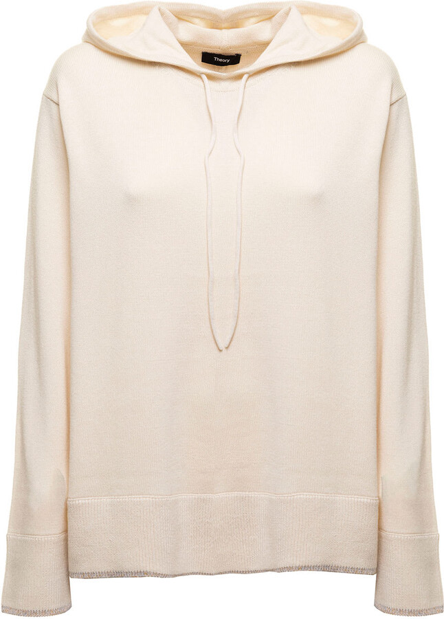 Theory Cotton And Cashmere Cream Colored Hoodie Woman ShopStyle
