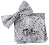Thumbnail for your product : Epoint Silver Patterned Silk Pre-tied Bow tie, Cufflinks,Handkerchiefs Present Box Set Silver wedding bowties Pointe Silver