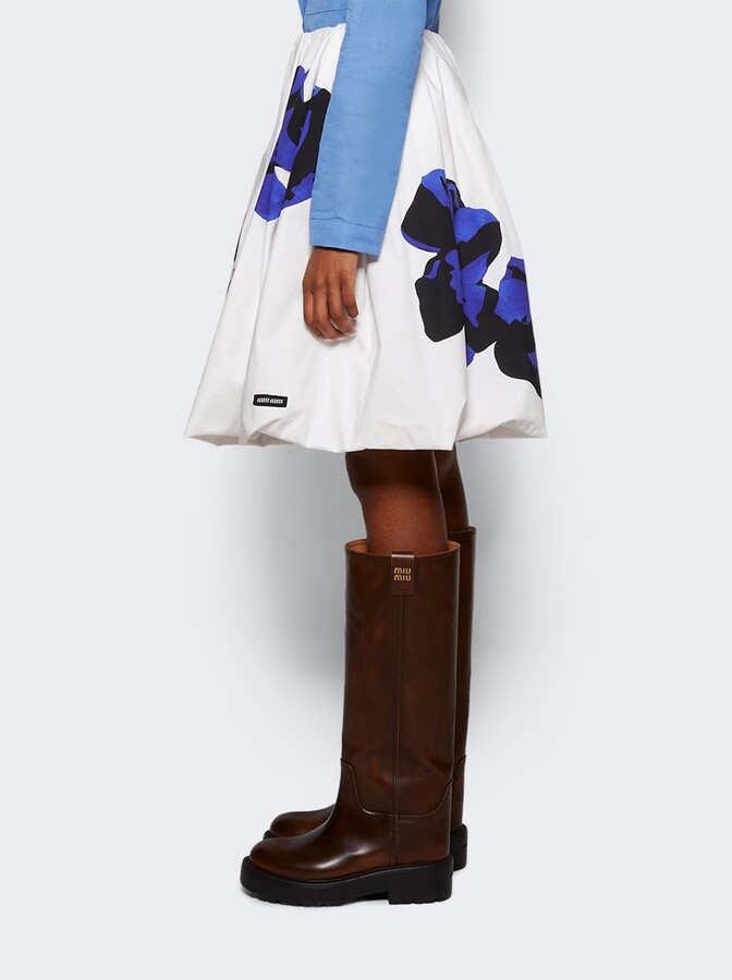 Floral Poplin And Jersey Skirt