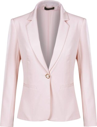 YFFUSHI Women's Work Office Suit Jackets Formal Casual Long Sleeves Blazer  Business One Button Suit Jackt Pink - ShopStyle