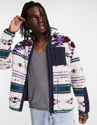 ASOS DESIGN borg walker jacket in aztec print - ShopStyle