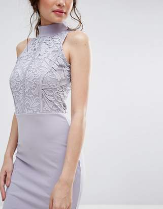 Missguided Lace Top Fishtail Midi Dress