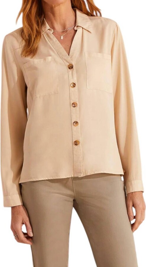 French Button Front Blouse In Oak