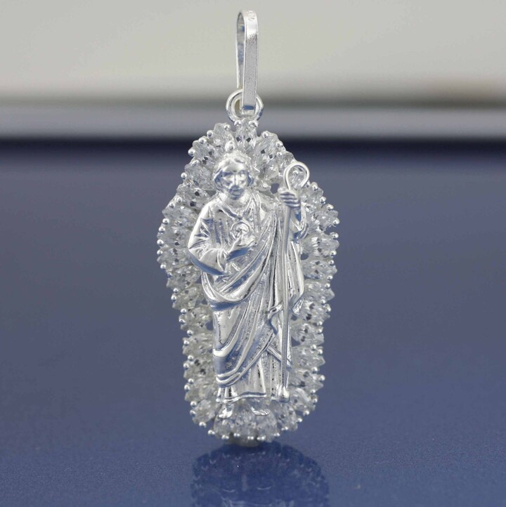 Etsy St Jude Necklace Sterling Silver 925 Saint Apostle Large Thaddeus Pendant San Judas Tadeo Mens Necklace