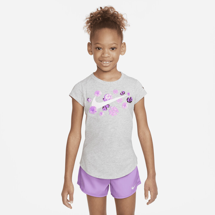 Nike Floral Logo Tee Little Kids' T-Shirt in Grey - ShopStyle