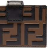 Thumbnail for your product : Fendi Logo Expandable Leather Cardholder - Womens - Black Brown
