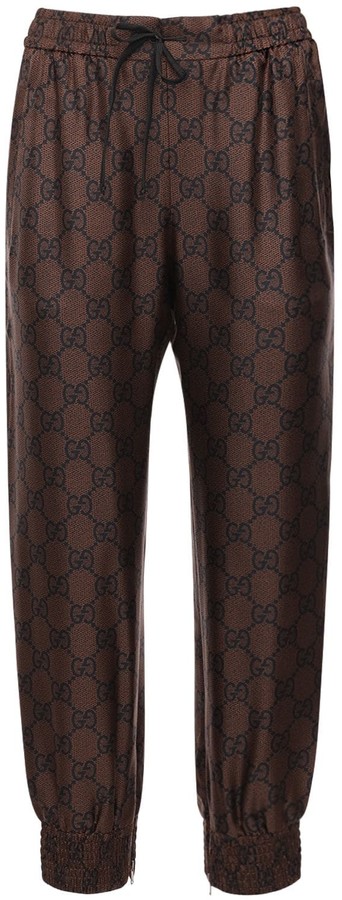 Gucci Gg Supreme Print Silk Twill Sweatpants - ShopStyle Casual Pants