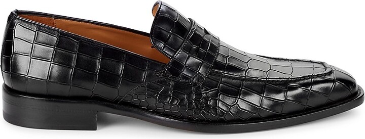 Mezlan Croc-Embossed Leather Loafers - ShopStyle