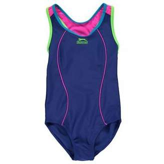 Slazenger Kids Racer Back Swimming Suit Junior Girls Swimwear Swim Swimsuit