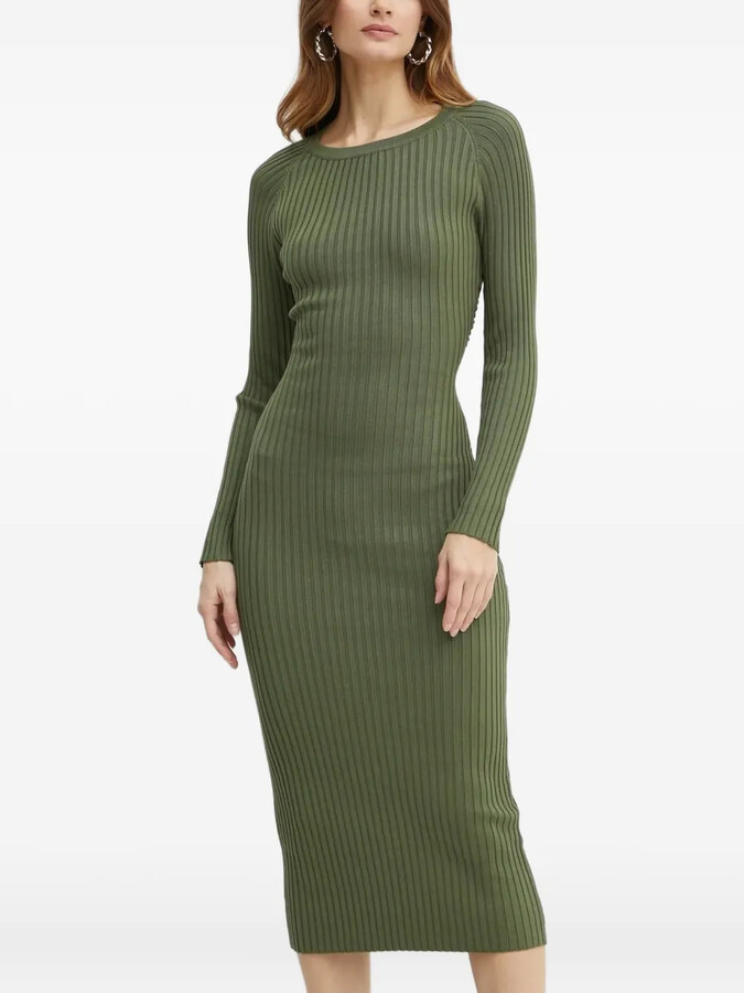 Bardot Ribbed Back-Detail Midi Dress